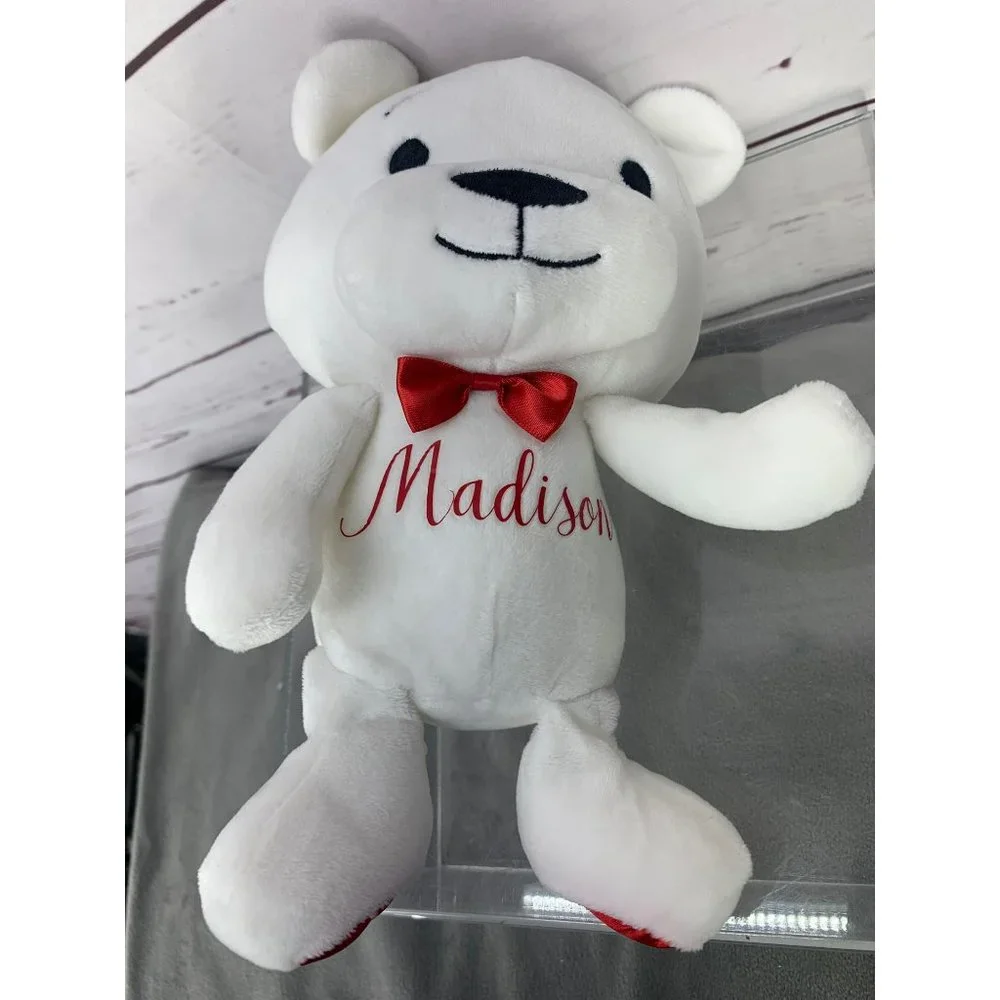 Hallmark White Monogrammed Madison Stuffed‎ Animal Bear